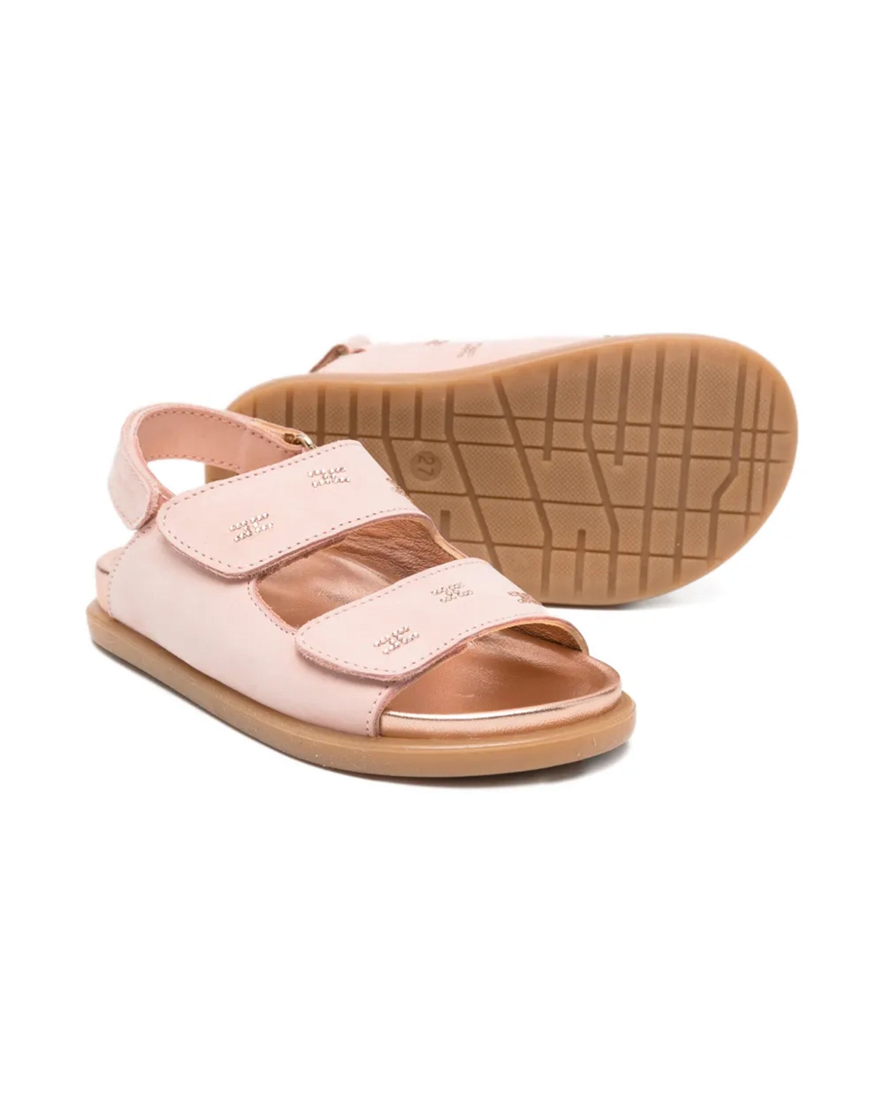 Elisabetta Franchi La Mia Bambina Sandalo Rosa con Logo per Neonate