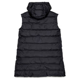 Diesel Kids Giubbino Smanicato Lungo Nero con Cappuccio e Logo Oval per Bambine