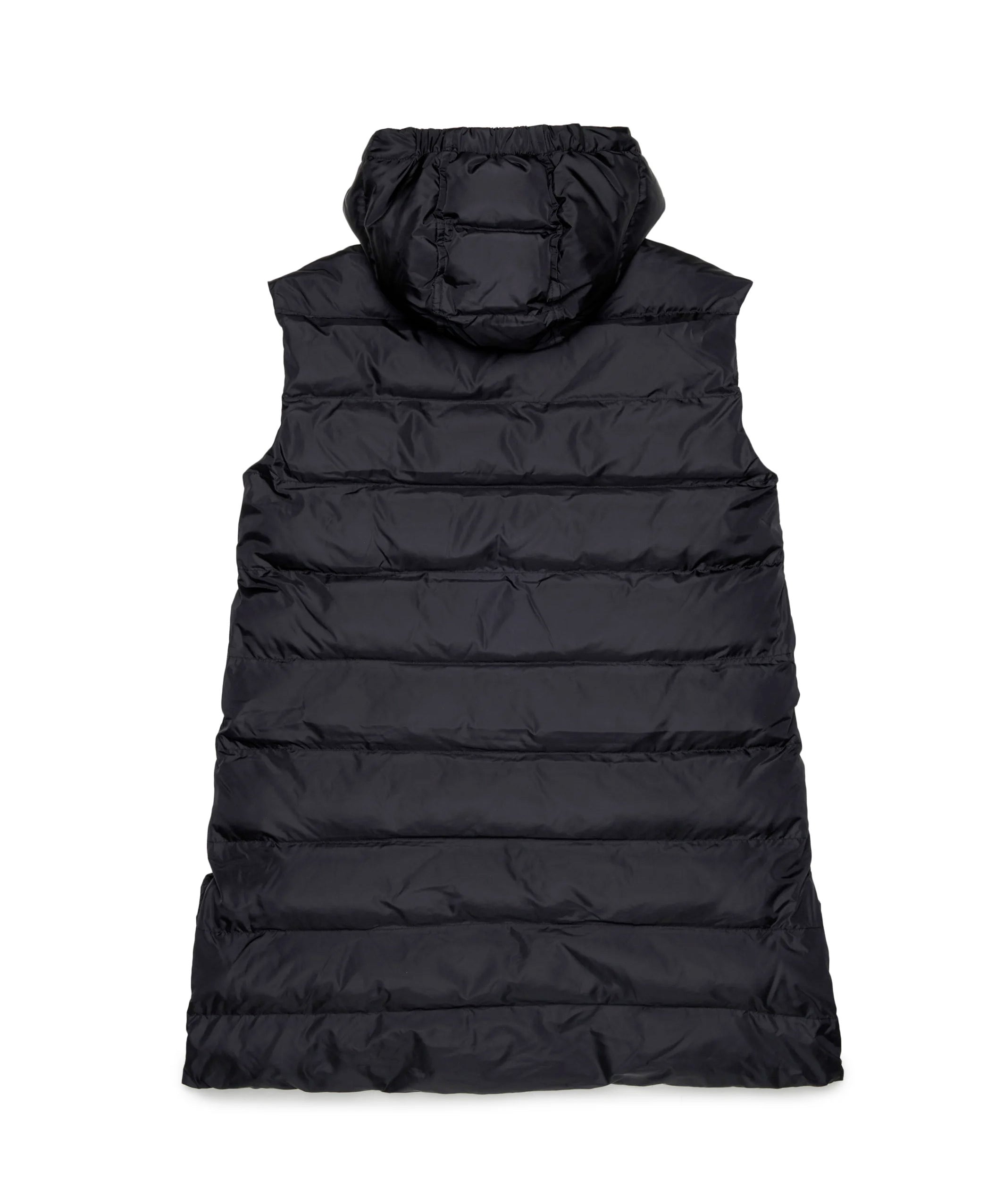 Diesel Kids Giubbino Smanicato Lungo Nero con Cappuccio e Logo Oval per Bambine