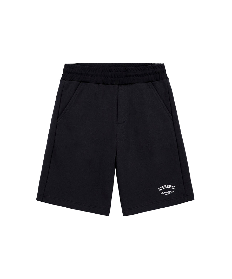 Iceberg Kids Bermuda Nero con Logo per Bambini