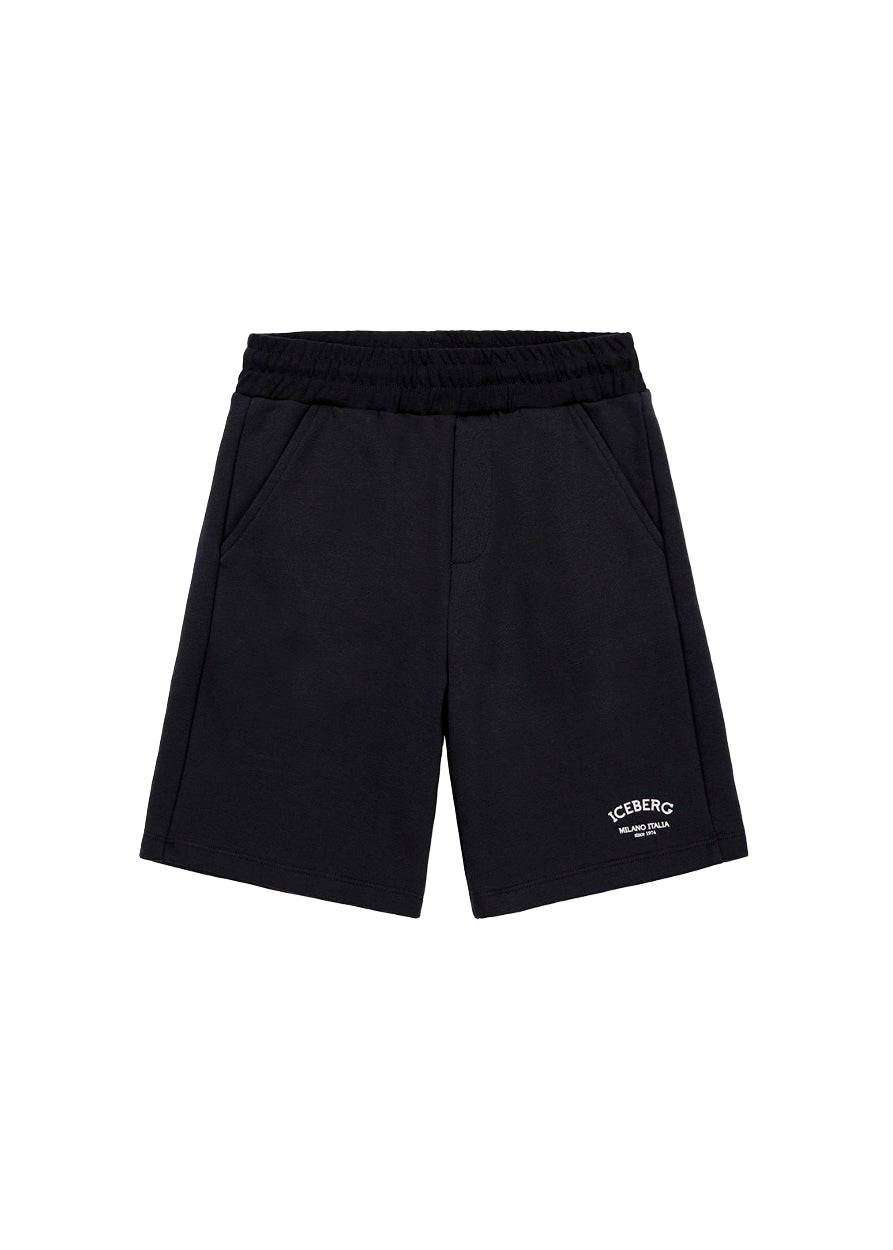 Iceberg Kids Bermuda Nero con Logo per Bambini