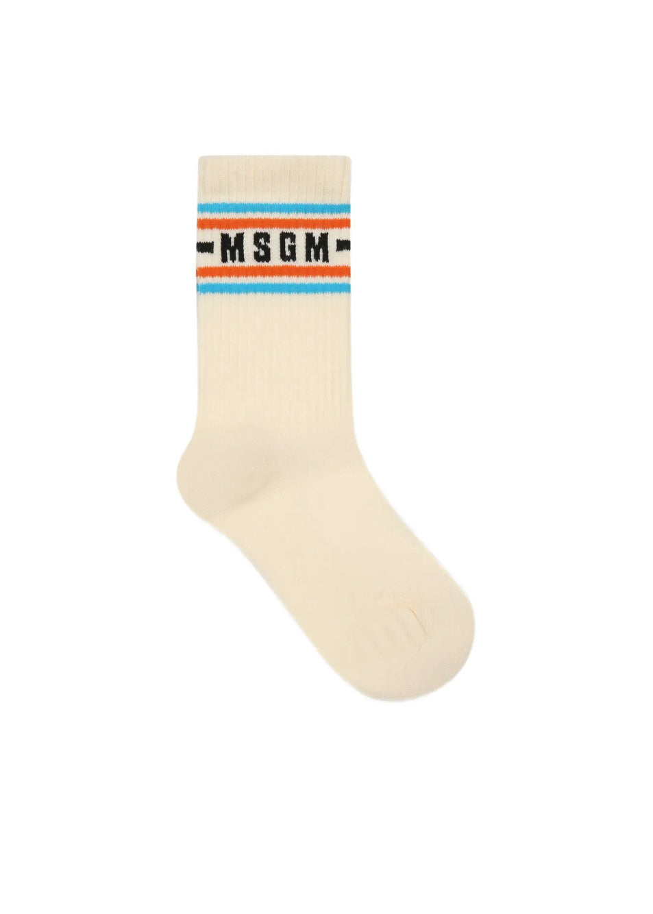 MSGM Kids Calzini Crema con Logo per Bambini