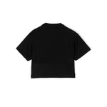 Elisabetta Franchi La Mia Bambina T-shirt Crop Nera con Ricamo EF per Neonate