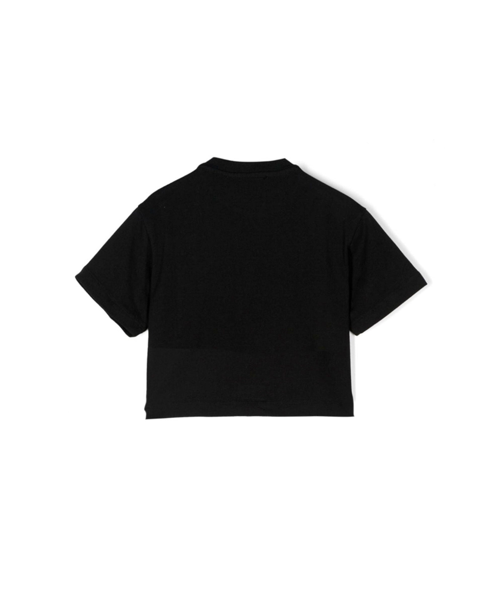 Elisabetta Franchi La Mia Bambina T-shirt Crop Nera con Ricamo EF per Neonate