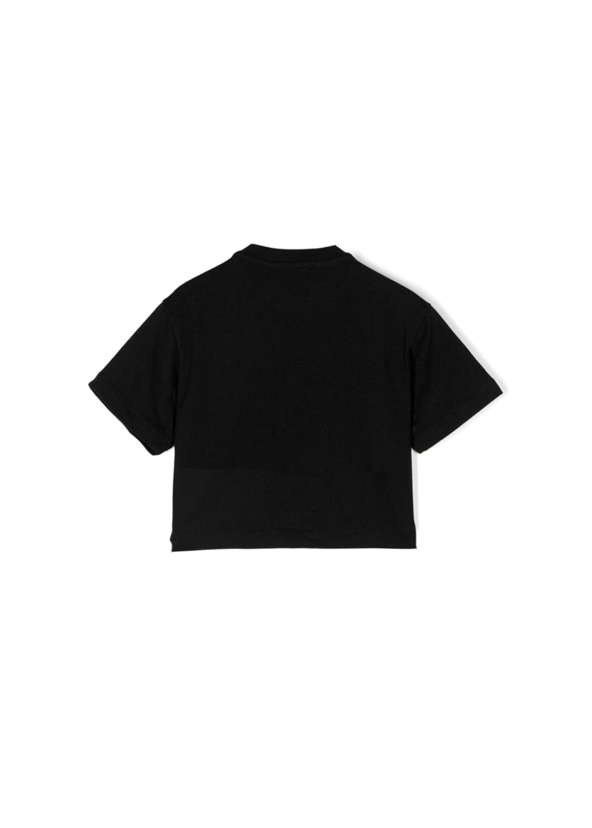 Elisabetta Franchi La Mia Bambina T-shirt Crop Nera con Ricamo EF per Neonate