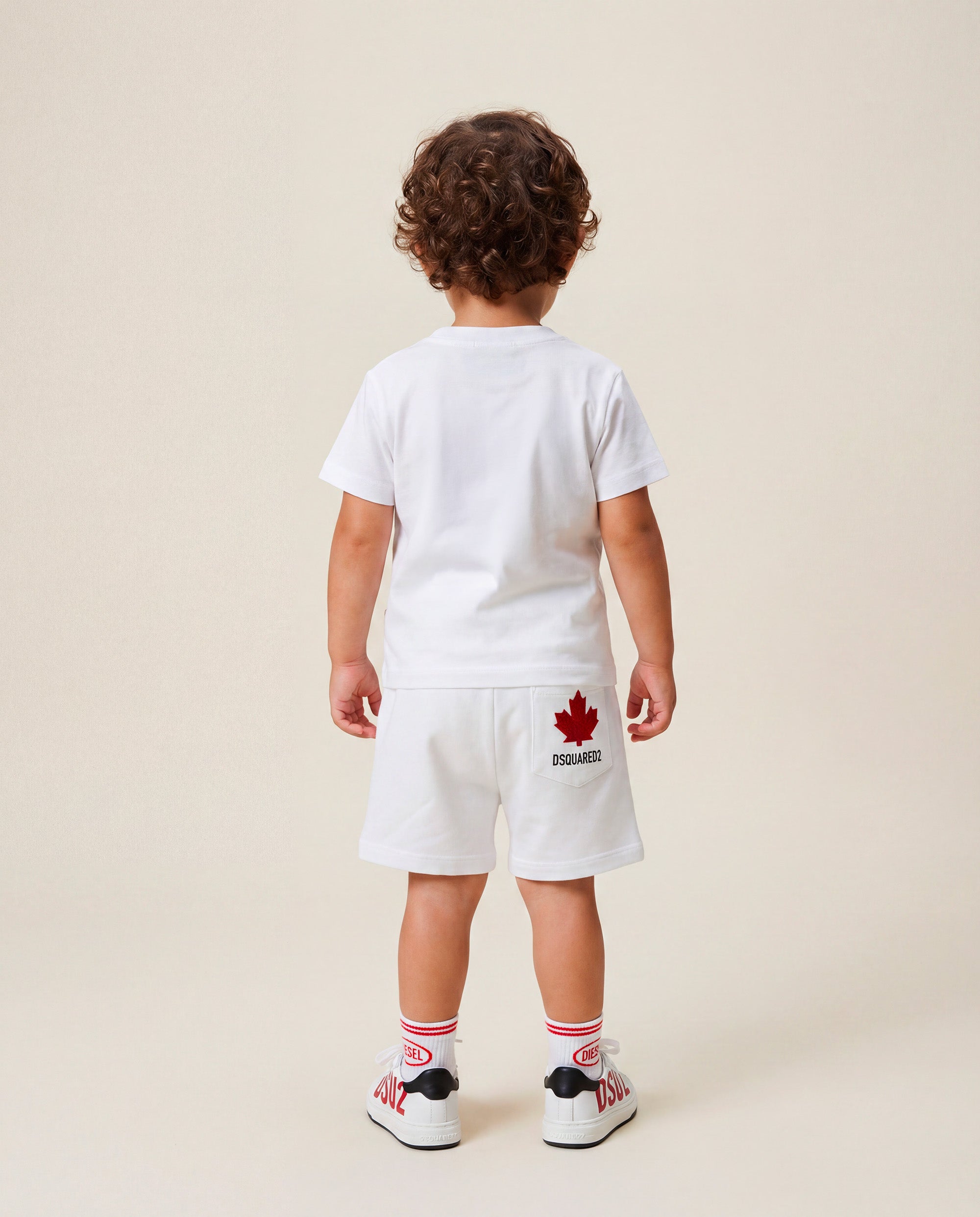 Dsquared2 Kids Bermuda Bianco con Stampa Logo per Neonati