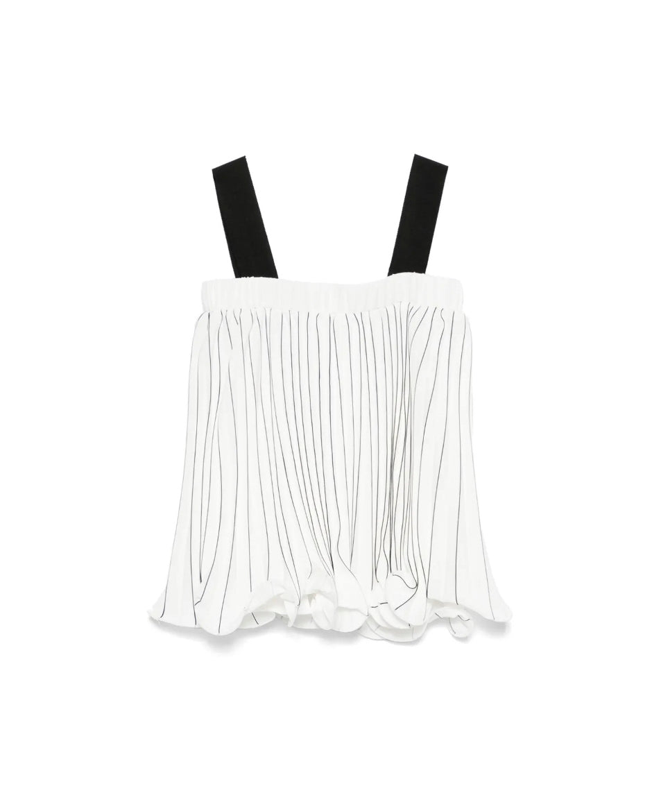 Twinset Kids Top Plissettato Bianco/Nero per Bambine