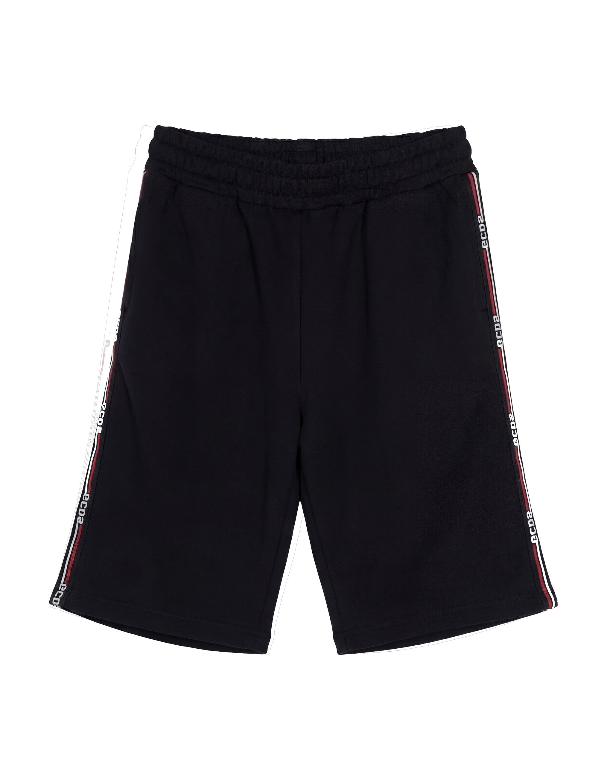 Gcds Kids Bermuda Nero con Bande Laterali Logate per Bambini