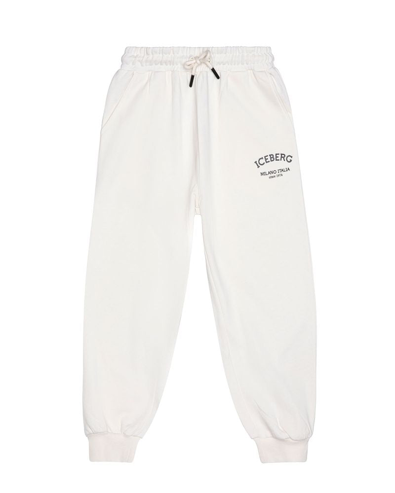 Iceberg Kids Pantalone Off-White con Logo per Bambini