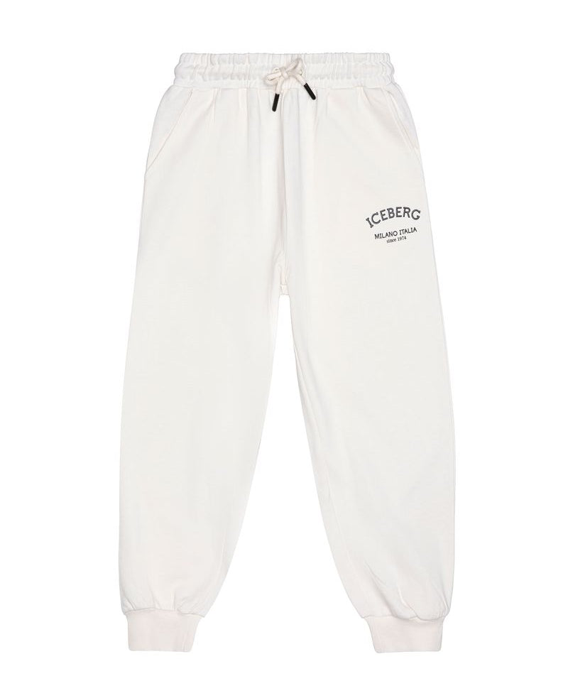 Iceberg Kids Pantalone Off-White con Logo per Bambini
