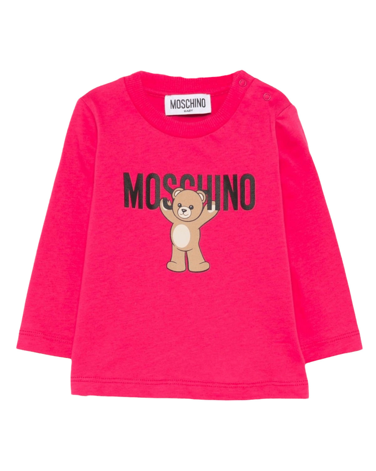 Moschino Kids T-Shirt Lampone con Logo per Neonate