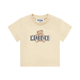 Moschino Kids T-Shirt Beige con Logo Teddy Bear per Neonati