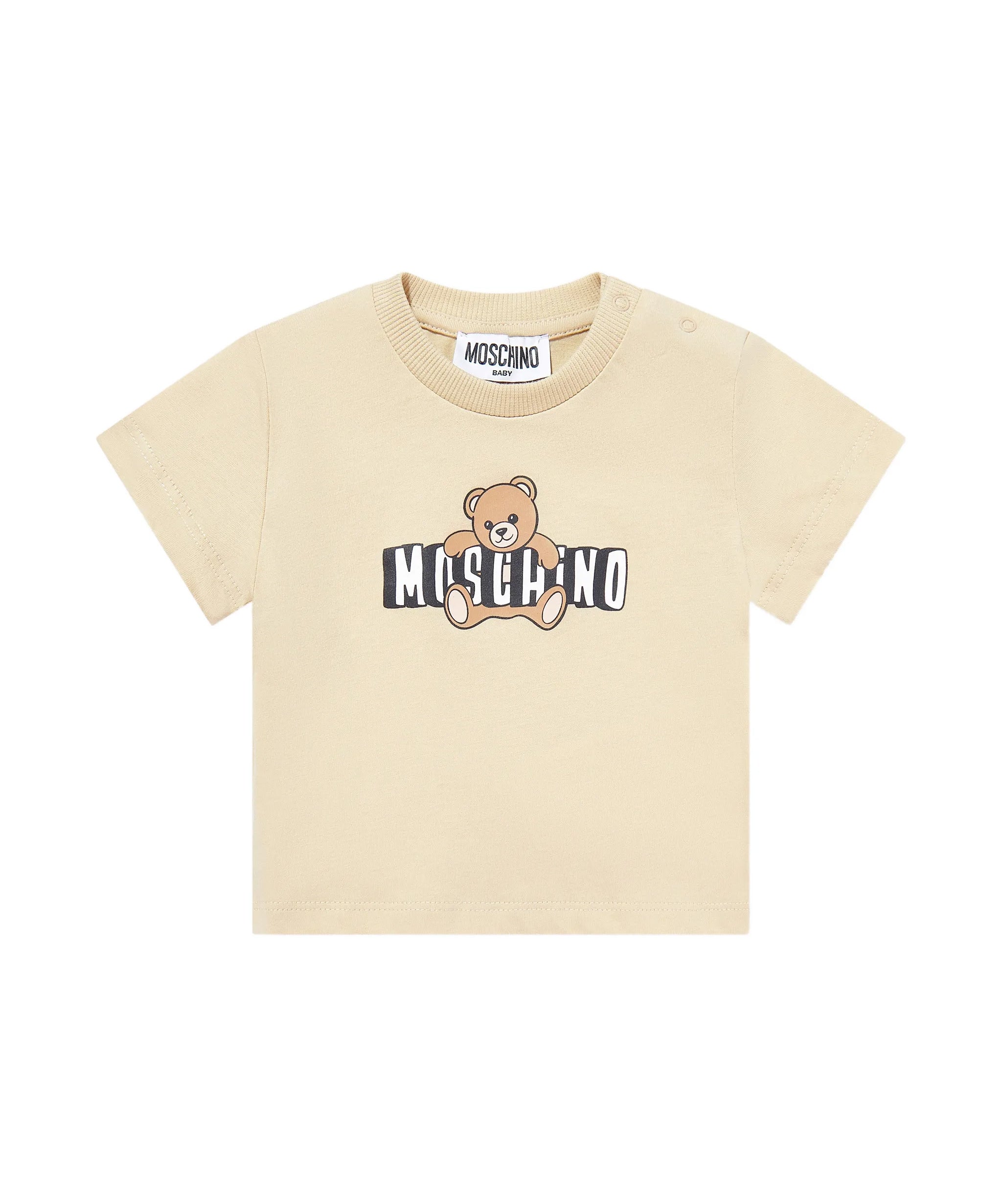 Moschino Kids T-Shirt Beige con Logo Teddy Bear per Neonati