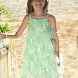 Angel's Face Mint Palm Dress for Girls