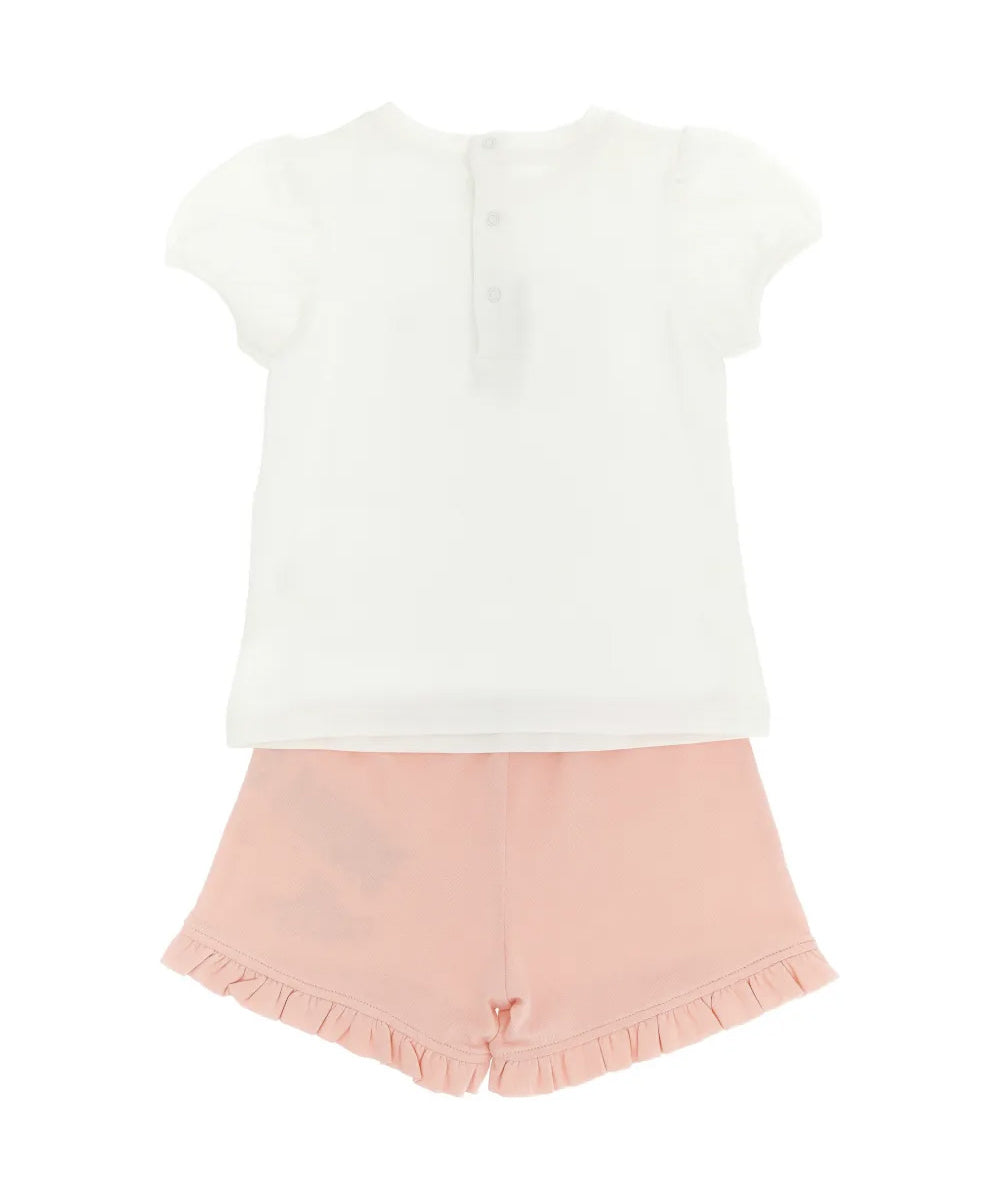 Moschino Kids Completo T-shirt con Stampa Logo e Shorts con Stampa Logo per Neonate