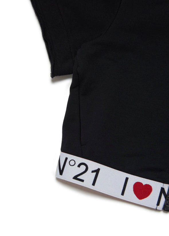 N°21 Kids Felpa Crop con Cappuccio Nera