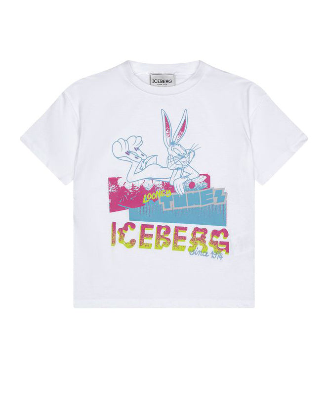 Iceberg Kids T-Shirt Bianco con Stampa per Bambine