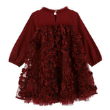Angel's Face Abito Rosso con Tulle e Fantasia Rose con Fiocco per Bambine