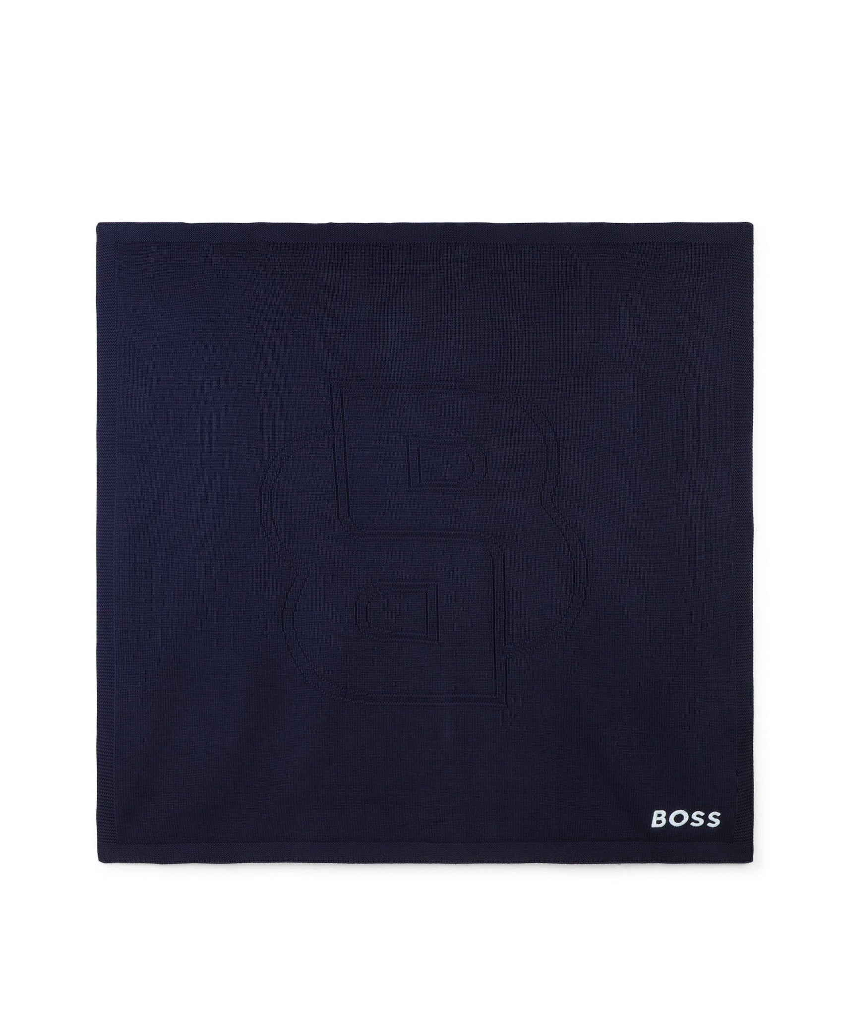 Boss Kids Coperta Blu con Intarso Logo per Neonati