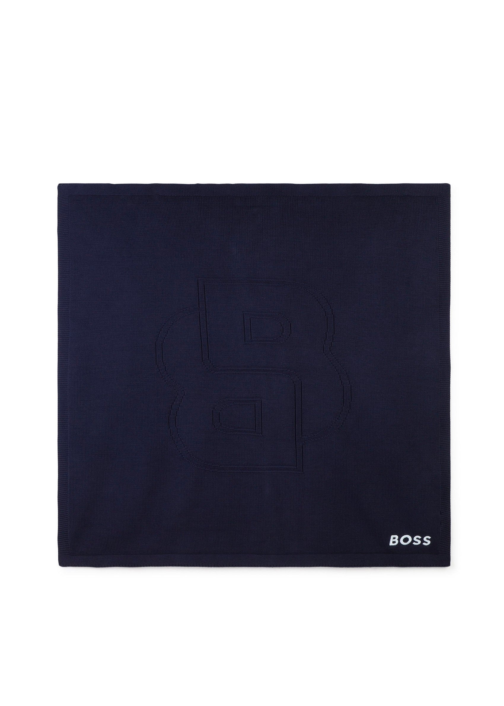 Boss Kids Coperta Blu con Intarso Logo per Neonati