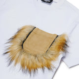 Dsquared2 Kids T-Shirt Bianco con Dettaglio Tasca Pelliccia per Neonate