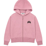 MSGM Kids Felpa con Cappuccio Rosa con Zip e Logo Nero per Bambine