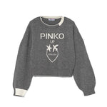 Pinko Kids Maglione Grigio con Intarso Logo per Bambine