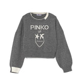 Pinko Kids Maglione Grigio con Intarso Logo per Bambine