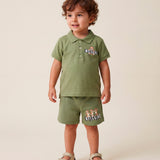 Moschino Kids Polo Verde con Logo Teddy Bear per Neonati