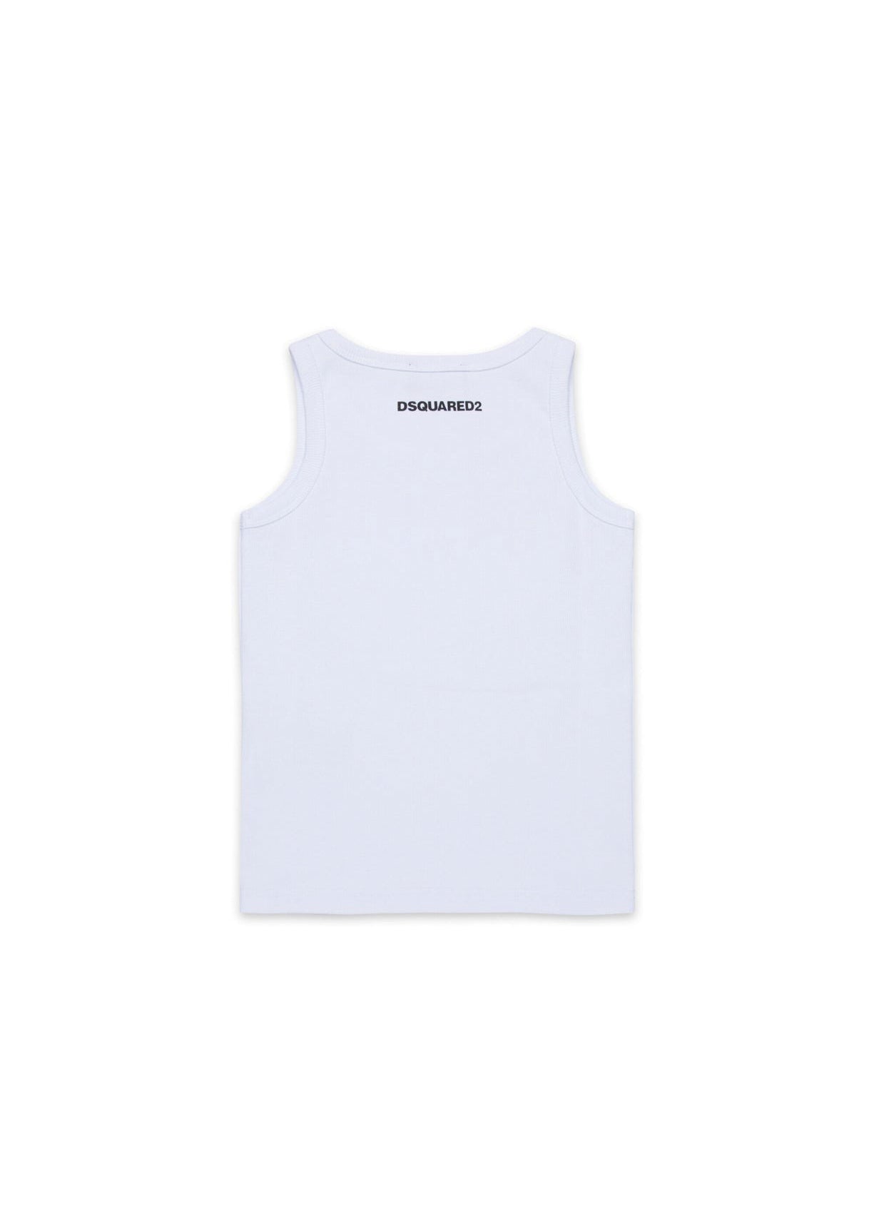 Dsquared2 Kids Canotta Bianca a Costine per Bambini