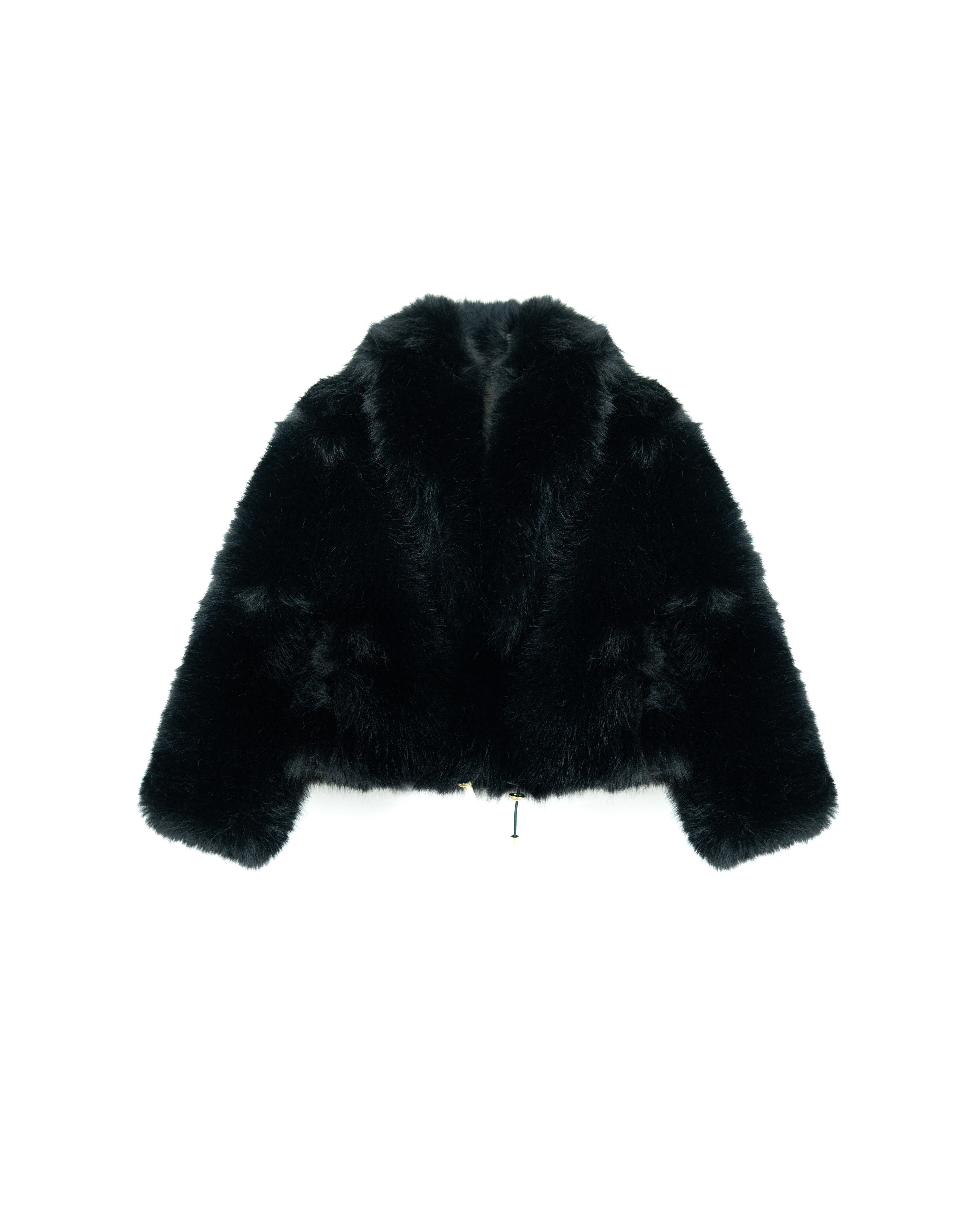 Yes London Kids Giacca Ecovolpe Nera  collo sciallato per Bambine