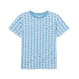 Lacoste Kids T-Shirt Celeste con Stampa All-Over per Bambini