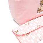 Moschino Kids Borsa Mamma+Fasciatoio Rosa con Logo Teddy Bear