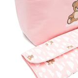 Moschino Kids Borsa Mamma+Fasciatoio Rosa con Logo Teddy Bear