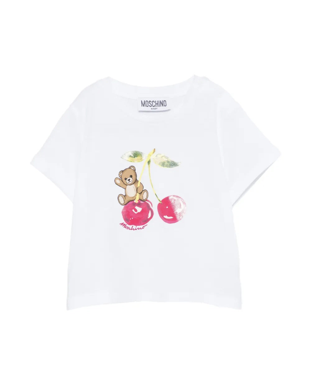 Moschino Kids T-Shirt Bianco con Teddy Bear per Neonate