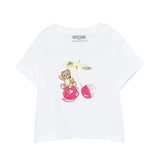 Moschino Kids T-Shirt Bianco con Teddy Bear per Neonate