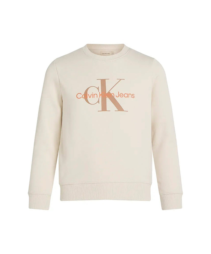 Calvin Klein Kids Felpa Girocollo Beige per Bambini