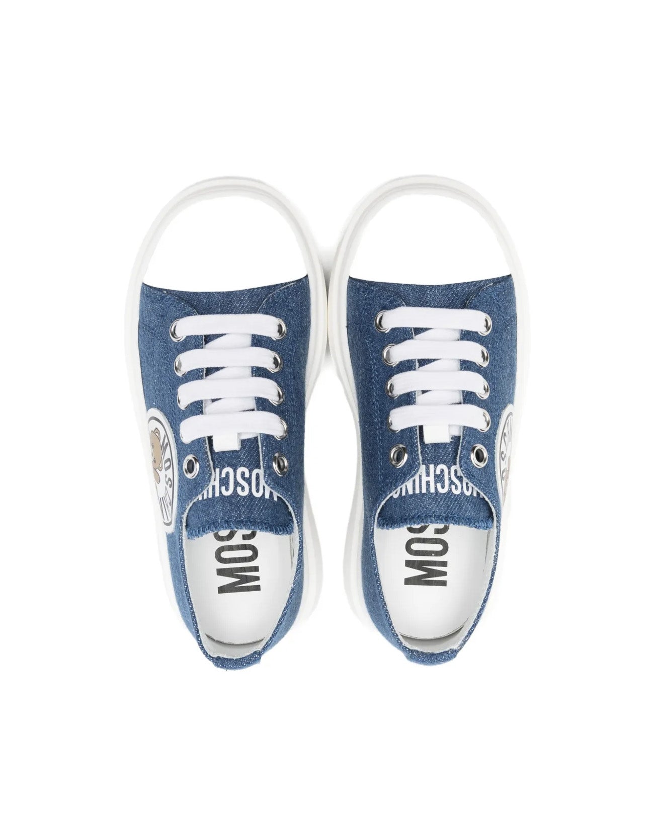 Moschino Kids Sneakers in Denim con Logo Teddy per Bambini