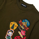 Dsquared2 Kids T-Shirt Verde Scuro con Patch e Stampe per Bambini