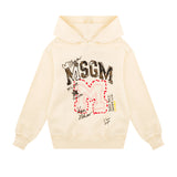 MSGM Kids Felpa Crema con Stampa per Bambine