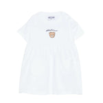 Moschino Kids Abito Bianco Con Logo Teddy Bear per Neonate