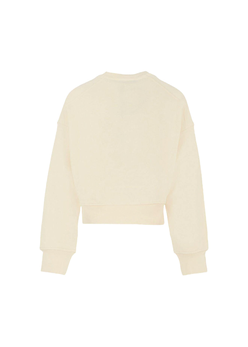 MSGM Kids Felpa Girocollo Crema con Logo Maculato per Bambine