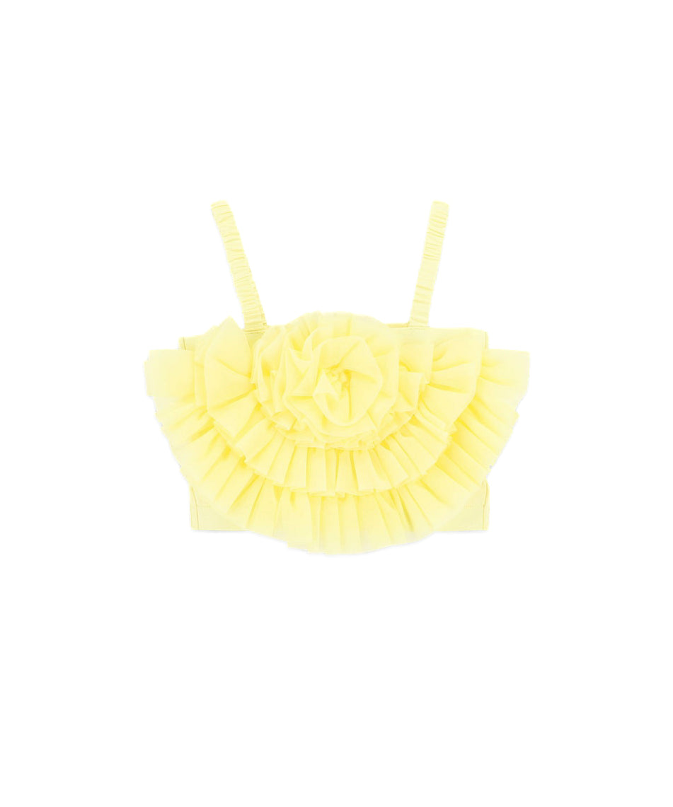 Angel's Face Top Giallo con Tulle Rosetta per Bambine