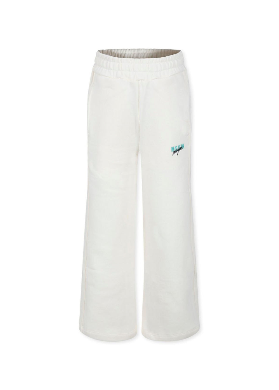 MSGM Kids Pantaloni in Tuta Crema Wide Leg per Bambine