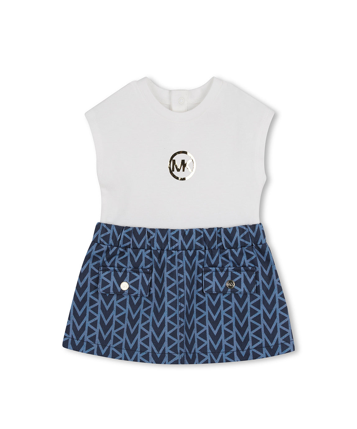 Michael Kors Kids Abito in Denim con Logo per Neonate