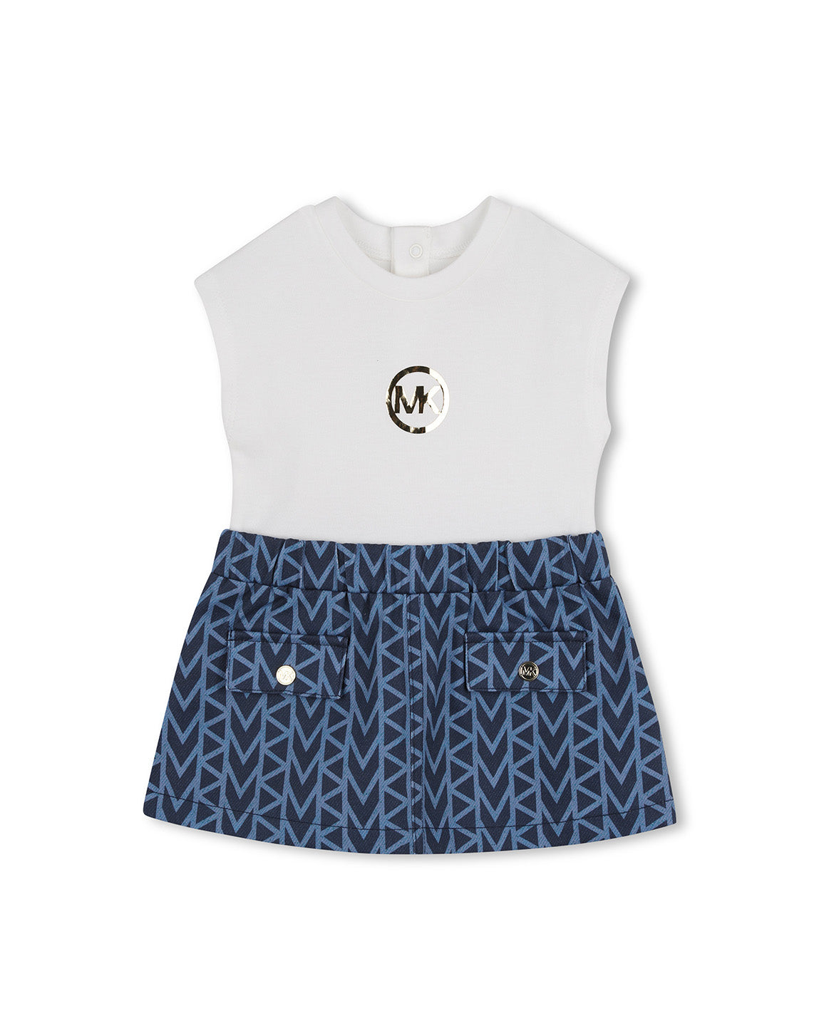 Michael Kors Kids Abito in Denim con Logo per Neonate