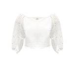 Twinset Kids Top Bianco con Pizzo per Bambine