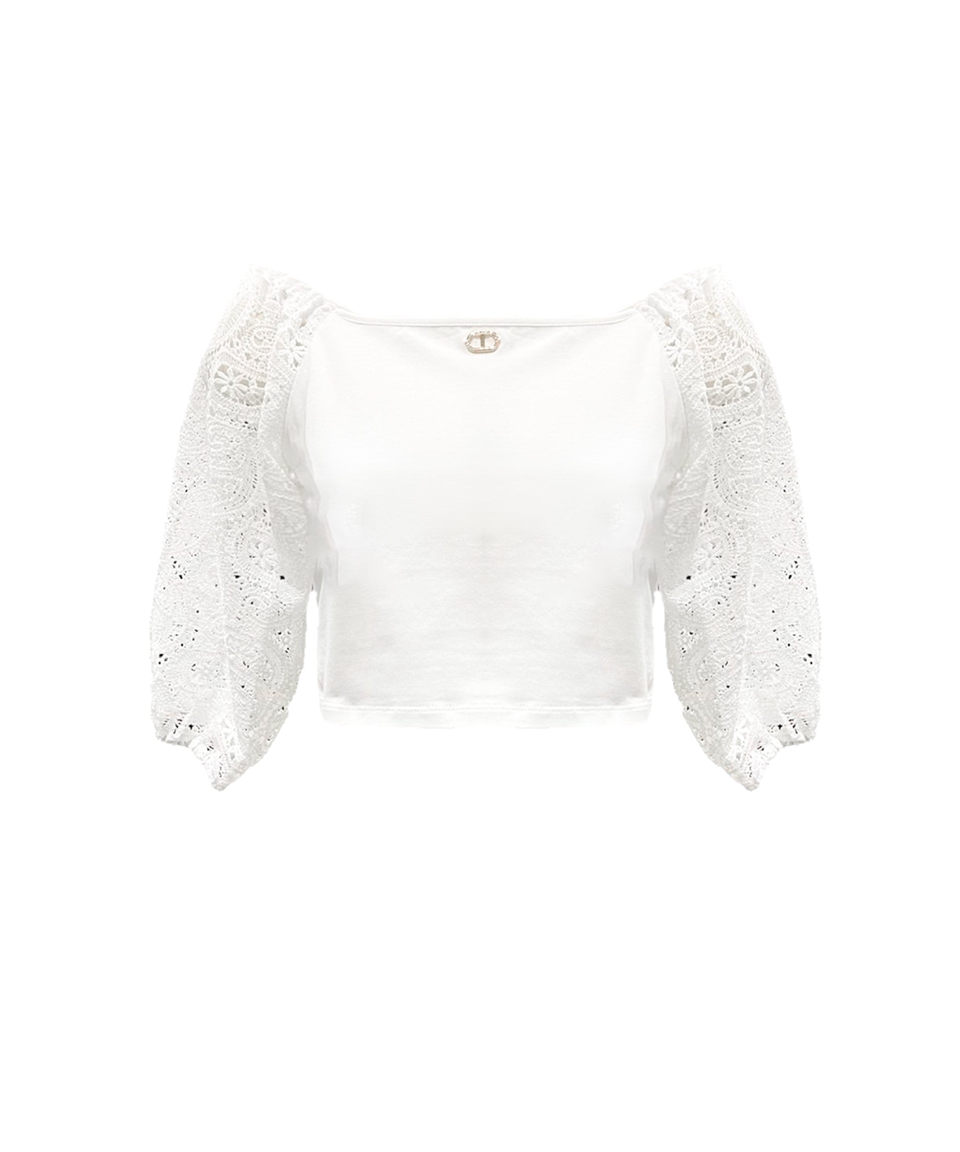 Twinset Kids Top Bianco con Pizzo per Bambine