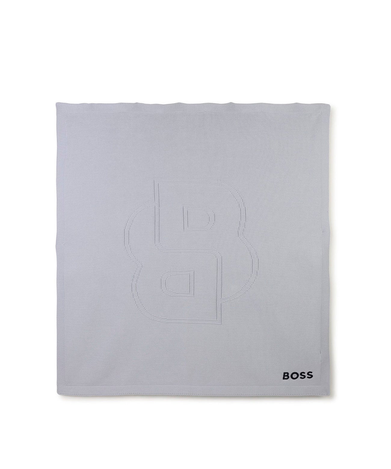 Boss Kids Coperta Celeste con Intarso Logo per Neonati