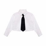 Vicolo Kids Camicia Panna Crop Black Tie per Bambine